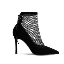 2019 High Heel Women's Boots Mesh Stiletto Genuine Leather x19-c176 Ladies women elegant Heels Shoes Pump Dress shoes